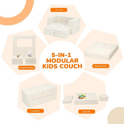 MeMoreCool Modular Kids Couch, Corduroy Play Toddler Couch - Image 4