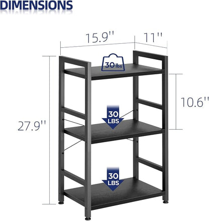 NUMENN 3 Tier Slim Bookshelf, Bookcase Shelf Storage Organizer, Modern Book - Image 3