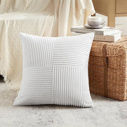 Fancy Homi 2 Packs Pure White Decorative Throw Pillow Covers 16x16 Inch - Image 2