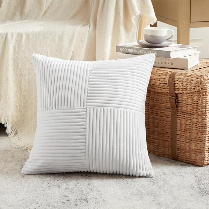 Fancy Homi 2 Packs White Samll Decorative Throw Pillow Covers 12x12 Inch - Image 2