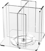 Cup and Lid Holder, 4 Compartment, Square | Rotating Coffee Cup Dispenser Lid Carousel for Restaurant, Buffet, Coffee Station, Bar, Countertop, Clear Acrylic