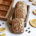 MOTEERLLU Wooden Cookie Molds Baking, Wood Cookie Stamp Cutter Carved Biscuit Embossing Gingerbread Mold