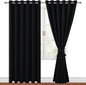Grommet Blackout Curtains for Bedroom 70 x 84 Inches Black 2 Panels | Thermal by Hiasan