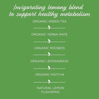 The Tea Spot Organic Keep Fit Green Tea with Yerba Mate and Matcha for Metabolic Support | Blend of Green Tea, Matcha, Yerba Mate, Rooibos, Lemongrass and Lemon Flavor | Caffeine-Free 15 Tea Bags
