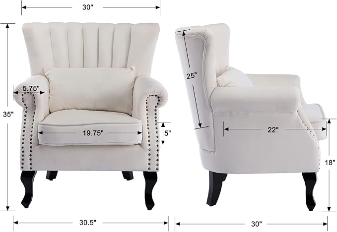 Velvet Accent Chairs Set of 2 - Image 3
