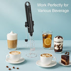 Rechargeable Milk Frother Handheld 3 Speed Coffee Foamer [3 Whisk] Electric Drink Mixer for Latte, Cappuccino, Coffee, Eggs, Hot Chocolate, Protein Black