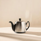 Salam Luxury French Tea Pot - Porcelain Teapot with Bronze Stainless Steel Cover, Ceramic Tea Kettle for Loose Tea, Removable Infuser, 6 Cup Capacity, 36oz - White