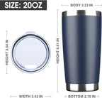 20oz Tumbler Bulk Stainless Steel Vacuum Insulated Tumblers with Lid Double Wall Travel Mug, Durable Powder Coated Coffee Cup, Suitable for Ice Drinks and Hot Beverage (Navy 1pack)