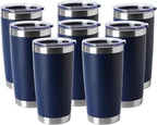 HASLE OUTFITTERS 20oz Tumblers Bulk Stainless Steel Cup with Lid Double Wall Vacuum Insulated Coffee Mug for Cold & Hot Drinks 8 Pack, Navy