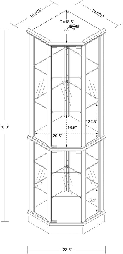 Corner Curio Cabinet, Wine Bar China Cabinet - Image 2