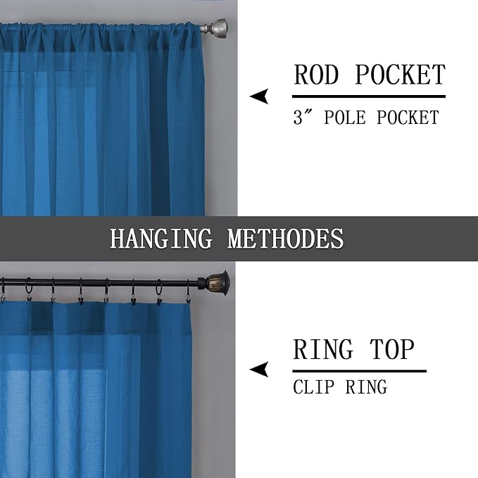 Tollpiz Short Sheer Curtains Linen Textured Bedroom Curtain Sheers Light - Image 5