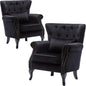 Set of 2 Mid-Century Modern Accent Chair, Velvet Armchair w/Tufted Back/Wood by DMFurniture