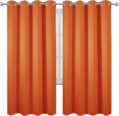 Blackout Curtains 66 x 72 Inch Long Orange Curtains Set of 2 Panels Room - Image 2