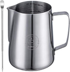 Milk Frothing Pitcher 32oz,Espresso Steaming Pitchers 900ml,Espresso Machine Accessories,Milk Frother Cup 32 Oz,Coffee Cappuccino Latte Art,Stainless Steel Jug
