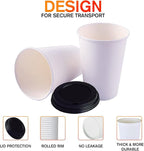 Smygoods White Disposable Paper Coffee Cups with Lids (24 OZ, 50 Count) For Hot Beverages, Tea, Espresso, Cocoa - To Go Drink Containers, Café & Office