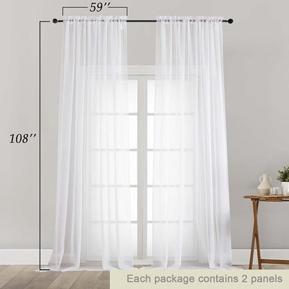 Extra Long Sheer White Curtains - Image 5