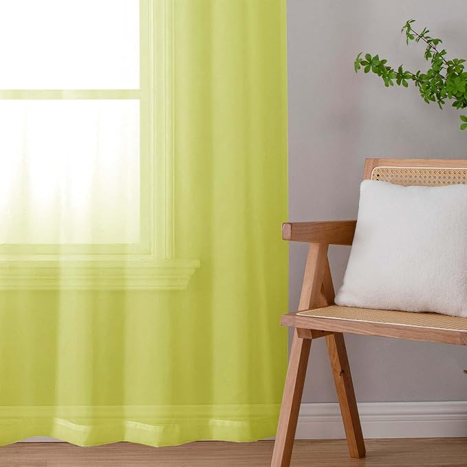 Lemon Sheer Curtains 84 Inches Long 2 Panels, Solid Voile Light Filtering Airy - Image 6