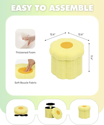 B FSOBEIIALEO Storage Ottoman Foldable, Sunflower Shaped Small Footrest - Image 3