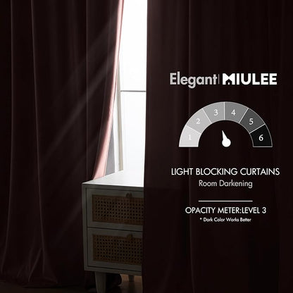 MIULEE Light Pink Velvet Curtains 52x84 inches Luxury Blackout Curtains | - Image 5