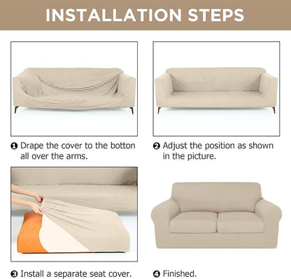 HunnmingRe Sofa Covers for 3 Cushion Couch Stretch Sofa and Loveseat Covers Set - Image 3