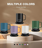 Heated Coffee Mug T1-14oz Fast Heating & Longer Battery Life Self Heating Coffee Mug Hot to 149℉ - Touch & App Controlled Mug Coffee and Hot Beverage Warmer, Gifts for Women and Men