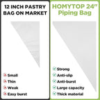 24 Inch Extra Large Piping Bag 200 Pack - Disposable Pastry Bags - Thick Anti-Burst Pastry Icing Frosting Piping Bags For Decorating Cupcakes Cakes Cookies (Large 24 Inch-200 Pack)