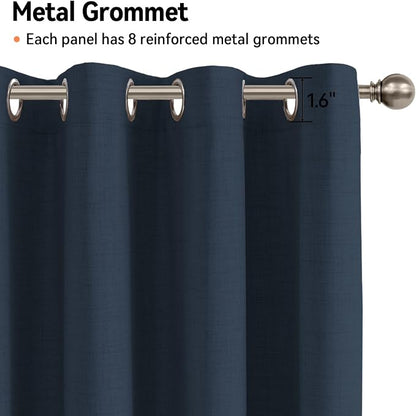 100% Blackout Linen Textured Curtains 90 Inch Long, Light Blocking, Thermal - Image 5