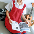 NEWGEM Japanese Linen Cross Back Cooking Aprons for Women Men with Pockets Cute for Baking Kitchen