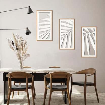 IARTTOP Tropical Palm Tree Leaf Wood Wall Art White Framed 8x16 Inch Set of 3 - Image 7