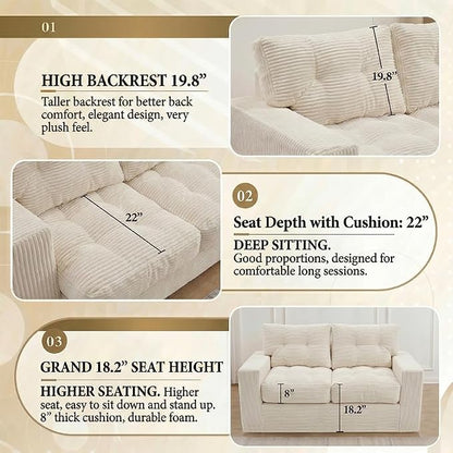 69" Corduroy Loveseat Sofa in a Box, High-Density Foam Couch, No Assembly - Image 4