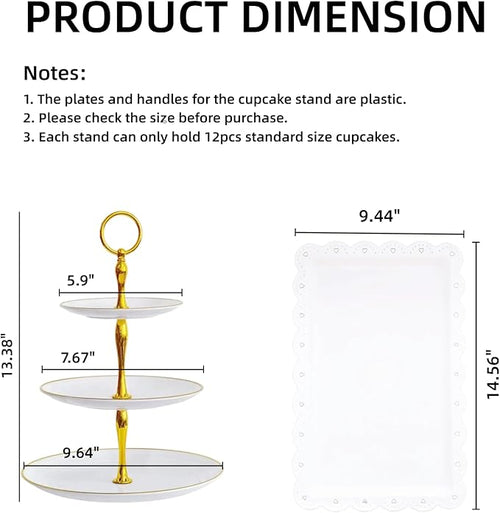 5 Pcs Dessert Table Stand Set - 2x Small 3 Tier Plastic Cupcake Display Stands Cookie Tray Rack Serving Tower & 3x Trays for Wedding Baby Shower Tea Party