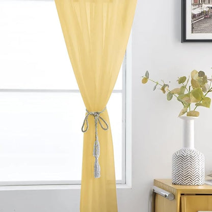 SpaceDresser Basic Rod Pocket Sheer Voile Window Curtain Panels Gold 1 Pair 2 - Image 4
