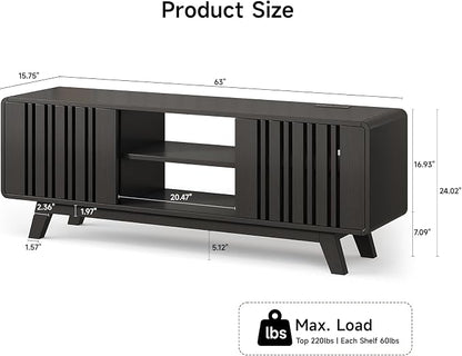 ONBRILL 63-Inch TV Stand for TVs up to 75 Inch, Mid-Century Modern Television - Image 2