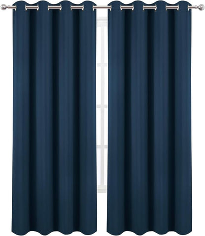 Blackout Curtains 52 x 120 Inch Long Navy Blue Curtains Set of 2 Panels Room - Image 2