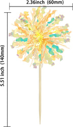 Ephlyn 30Pcs Foil Firework Cupcake Toppers Sparkle Tinsel Drink Birthday Cake Decorations Cocktail Food Fruit Toothpick for New Years Wedding Birthday Party Decorations Yellow