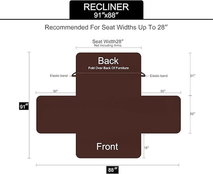 U-NICE HOME Reversible Recliner Chair Covers, Dark Grey/Light Grey | - Image 6