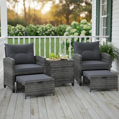 Tangkula 5 Pieces Patio Conversation Set, PE Wicker Rattan Outdoor Furniture Set - Image 3