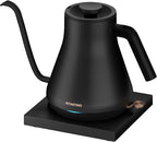 Electric Kettle, INTASTING Professional Gooseneck Kettles, 0.9L/30oz, 0.65mm Ultra-Fine Spout, Precise Water Flow Control, 304 Stainless Steel Inner, Auto Shut-Off, Boil Dry Protection, Matte Black