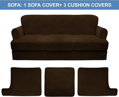 CUCRAF Cushion Sofa Cover 4 Piece Slipcovers, Soft Thick Velvet Couch Cover - Image 5