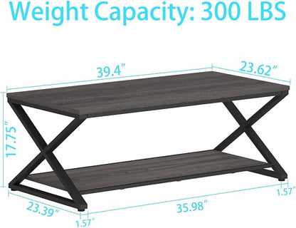 HSH Gray Storage Coffee Table, Modern Center Table - Image 2