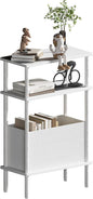 Narrow Side Table with Fabric Basket, End Table by Unknown