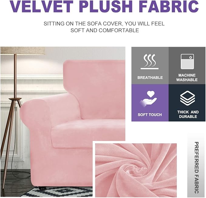 ZNSAYOTX Oversized Velvet 3 Piece Couch Cover - Image 3