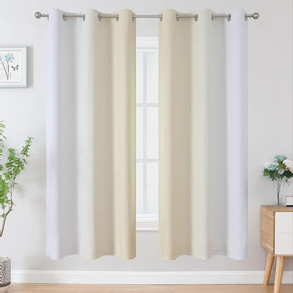 Beige and Greyish White Ombre Blackout Curtains - Image 2
