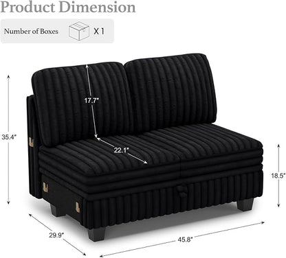 Belffin Corduroy Fabric Loveseat Module - Image 2