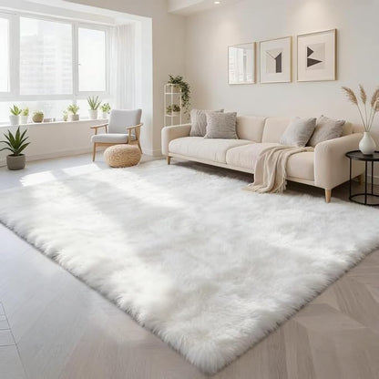 6x9 Area Rug Fluffy Shaggy Ultra Soft Faux Fur Non-Slip Machine Washable Carpet - Image 4