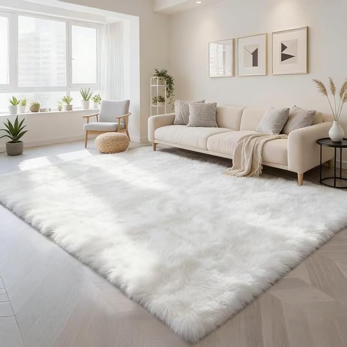 8x10 Area Rug Fluffy Shaggy Ultra Soft Faux Fur Non-Slip Machine Washable Carpet by Unknown