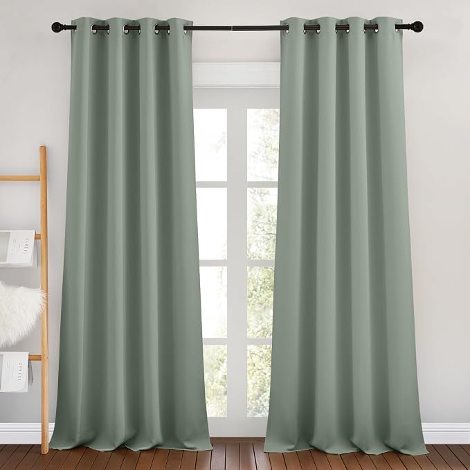 NICETOWN Sage Green Room Darkening 102 inch Curtains, Grommet Thermal Curtains by NICETOWN
