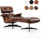 Top Grain Leather, Mid Century Chaise Lounge Chair and Ottoman, Reading Chair by MakeHomeBetter