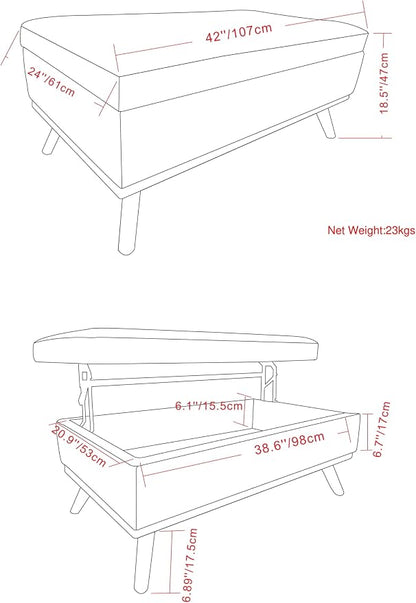 SIMPLIHOME Owen Lift Top Coffee Table Storage Ottoman - Image 3