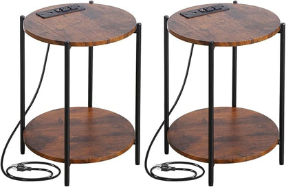 Gawicpy 2 Tier Round Side Table, Folding End Tables Coffee Table Simplistic by Gawicpy